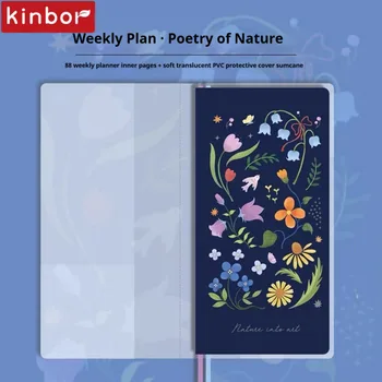 Agenda settimanale originale Kinbor, 88 fogli, una settimana con due pagine, elenco delle cose da fare, diario tascabile per il monitoraggio dell'autodisciplina degli studenti