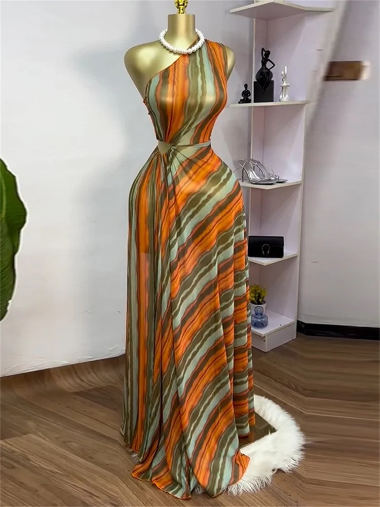 Wmstar Long Dresses for Women 2025  Sweet Elegant  Summer Hollow Out Holiday Clothes Maxi Dresses Wholesale Dropshipping