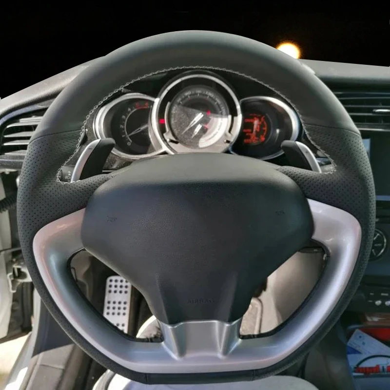 Intrecciatura Automatica In Pelle Microfibra Sul Coprivolante Per Citroen Ds3 2011 Accessori Interni Per Volante A Treccia Per Auto