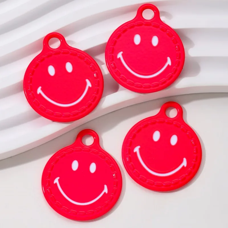 SUPERFINDINGS 96 stuks 2 stijlen Smile Face Charms 8 kleuren Happy Face hanger legering emaille charms hanger vlak rond hart met lus voor het maken van sieraden, gat: 1,5~1,6 mm