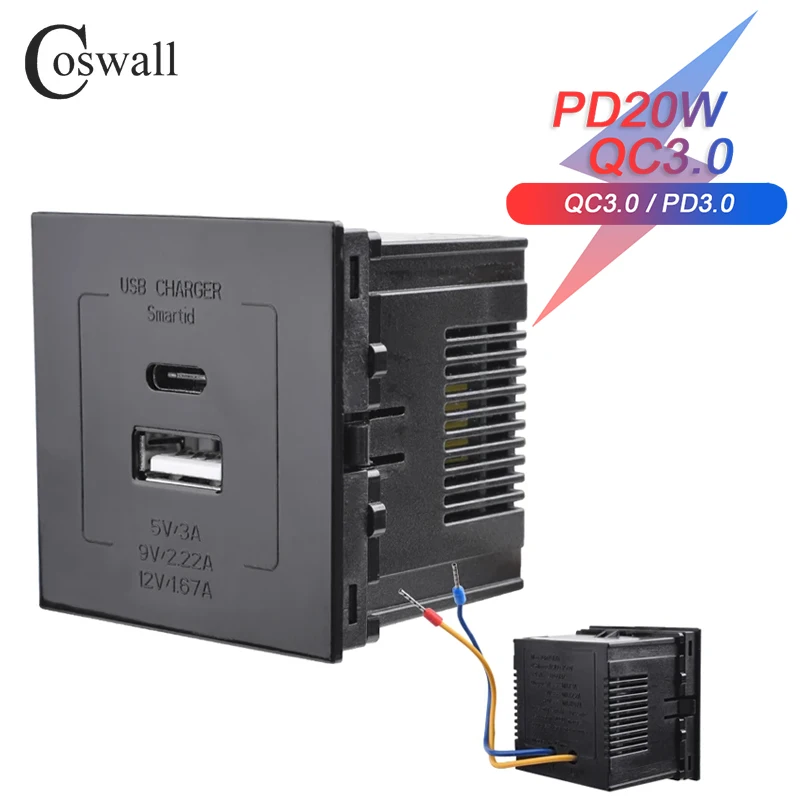 Wireless Module P45 Pyromate COSWALL E45 / P45 Module 45*45mm EU Standard Wall Socket QC 3.0 Type-A ...