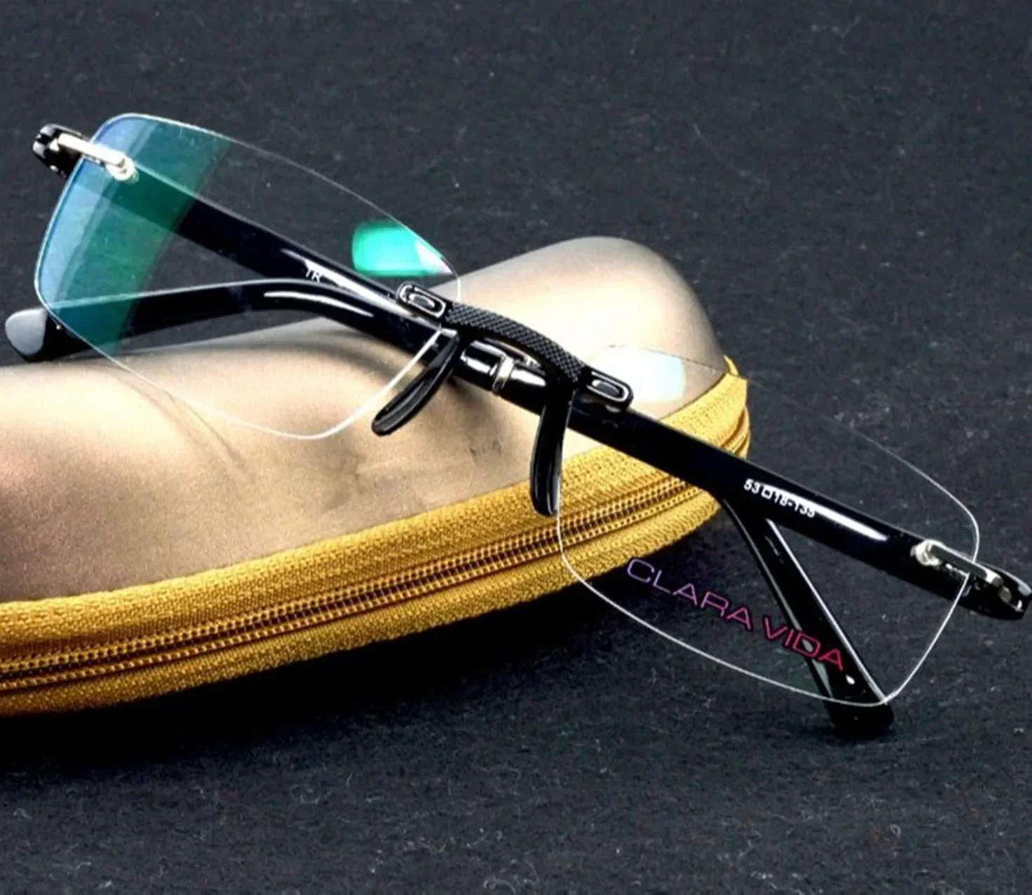 =CLARA VIDA=MEN WOMEN READING GLASSES WITH STYLERISH CASE RIMLESS HIGH QUALITY ANTI BLUE RAY BRILLER +1 +1.5 +2 +2.5 +3 +3.5 +4