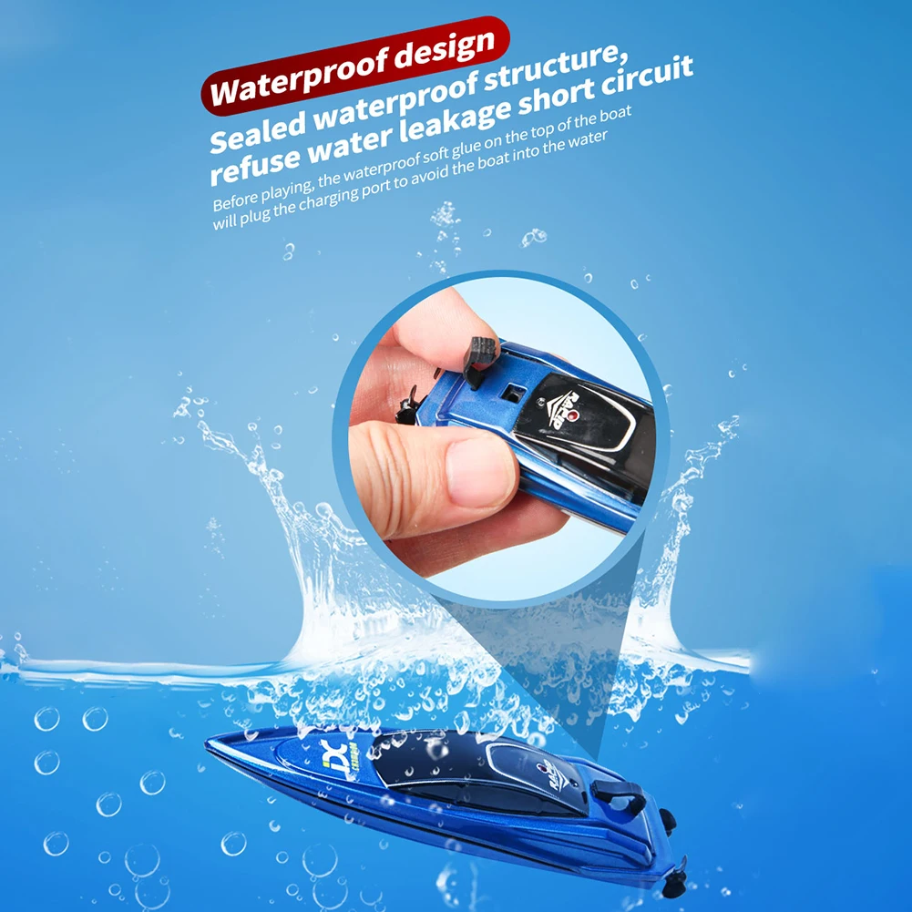 LED Light Waterproof Electric Remote Control Ship 2.4GHz High Speed Mini RC Boat