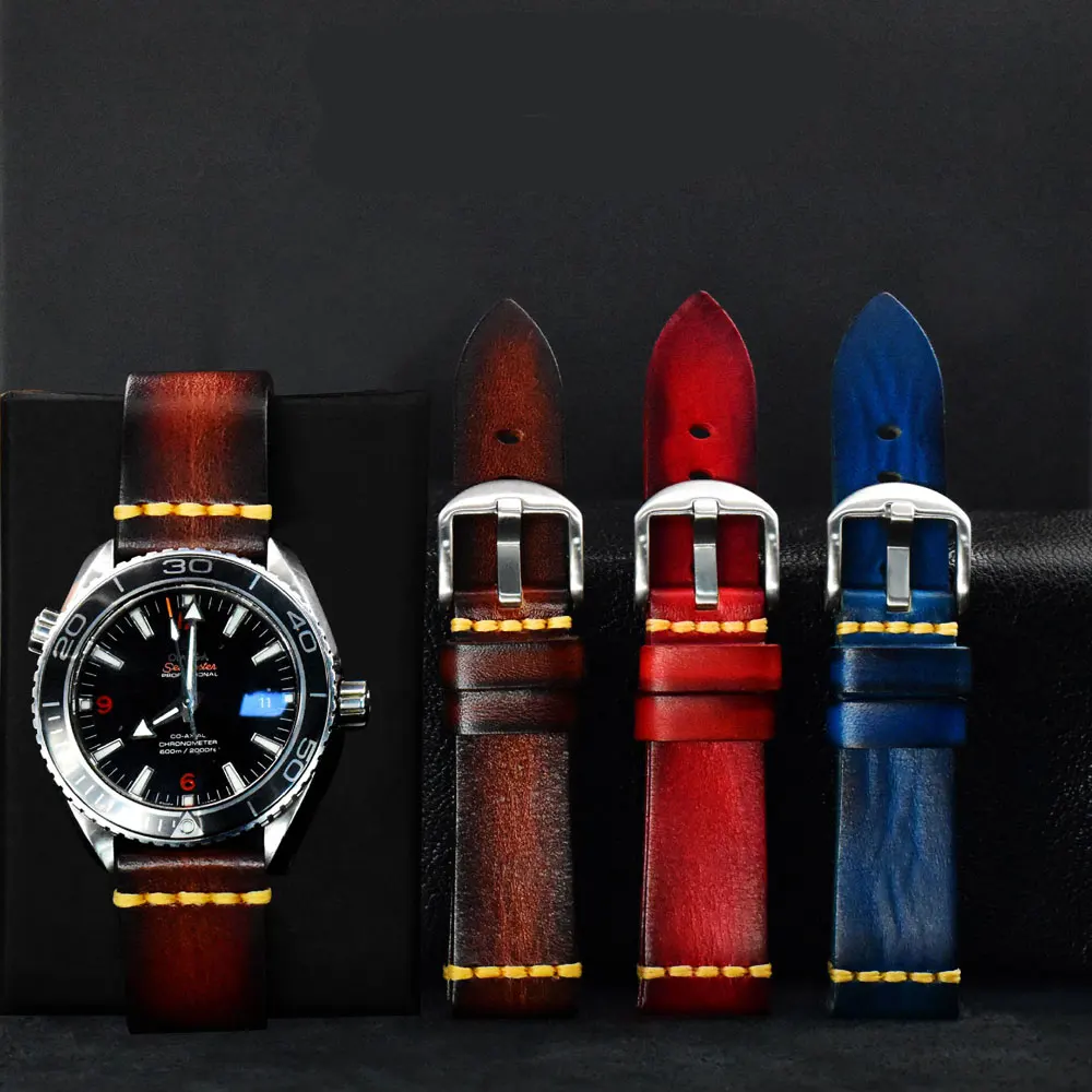 Vintage Genuine Leather Watch Band Accessories Hand-polished 18mm 19mm 20mm 21mm 22mm 23mm 24mm 26MM for Watch Band