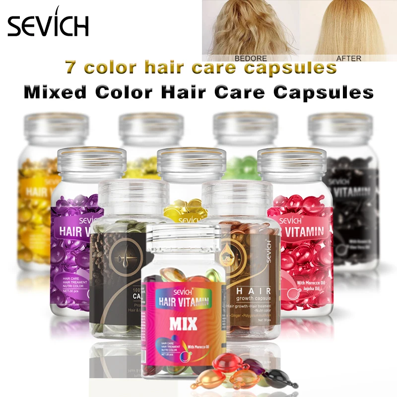 Sevich Hair Vitamin Capsule 30 Pz/Bottiglia Cheratina Riparazione Capelli Danneggiati Capsule Olio Complesso Prodotti Anti-Perdita Di Capelli Cura Del