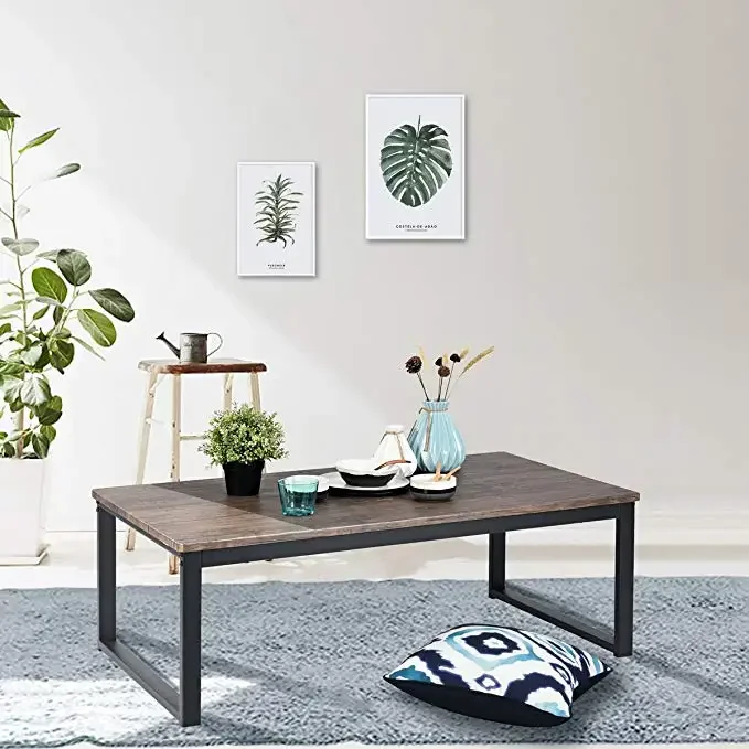 Industrial Style Iron Square Furniture Legs Coffee Desk Office Desk Solid Wood Board Table