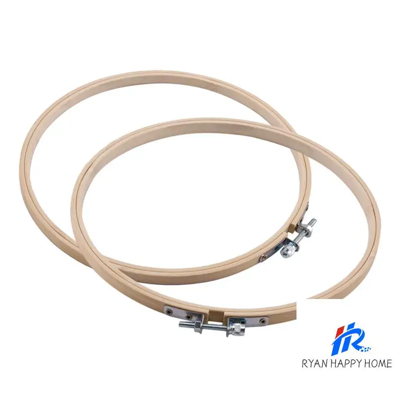24 Pieces 8 Inch Wooden Round Embroidery Hoops Adjustable Bamboo Circle Cross Stitch Hoop Ring Bulk
