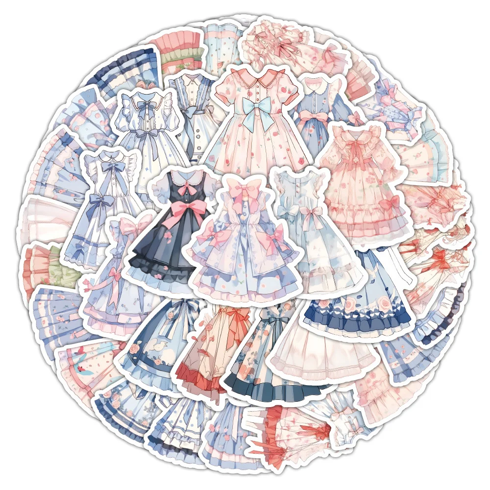 10/30/50pcs Kawaii Anime Lolita Skirt Stickers Cute Cartoon Decal Kids Toy DIY Laptop Stationery Waterproof Decoration Sticker fashion lace sun umbrella strong windproof korean lolita sunscreen sunshade outdoor anti uv women wedding decoration parasol