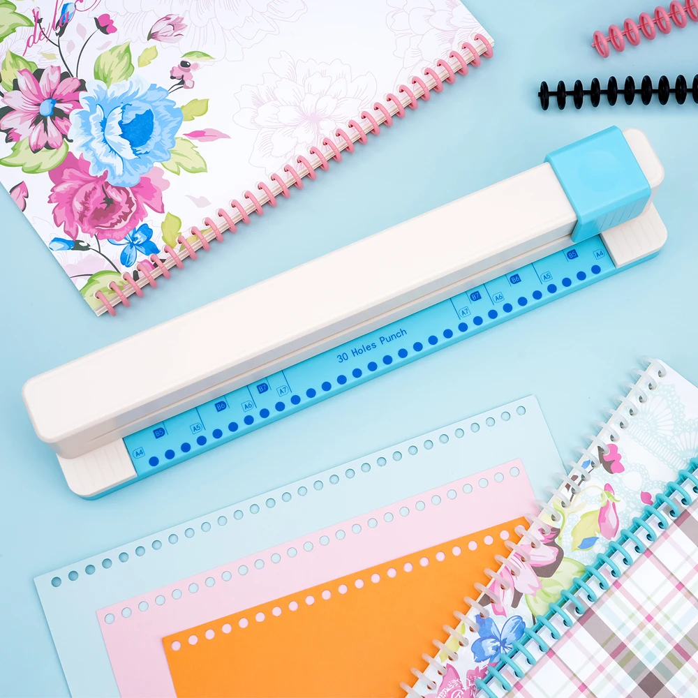 30홀 휴대용 수동 제본 펀치 (A4, B5, A5, B6, A6, B7, A7 루즈리프 노트, 사무용품)