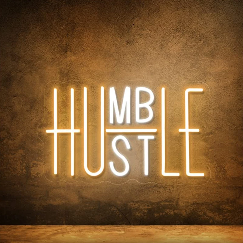 

Hustle LED Neon Sign for Wall Decor Humble LED Neon Lights Party Decorations USB Powered Switch LED Neon Lights for Office Party