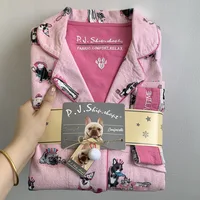 Cotton Pajamas Suit Spring Autumn Home Clothes Lady Cute Cartoon Print Nightwear Luxury Shirt Pants Girlfriend Gift Loungewear - Image 4