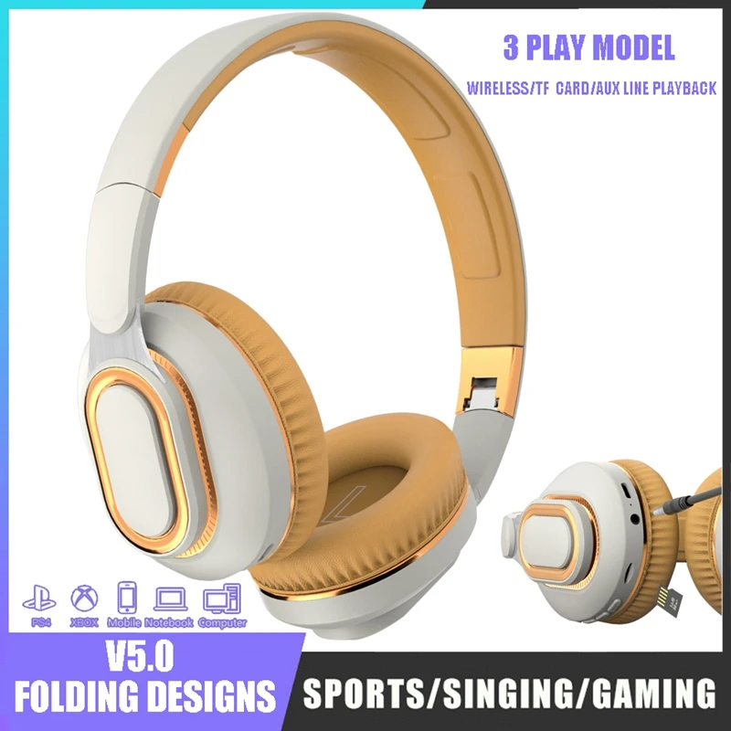 

YOVONINE Wireless Headphones with Microphone 3 Play Model Bluetooth Foldable Gaming Headsets HD Voice Call Earphones for PS4 PC