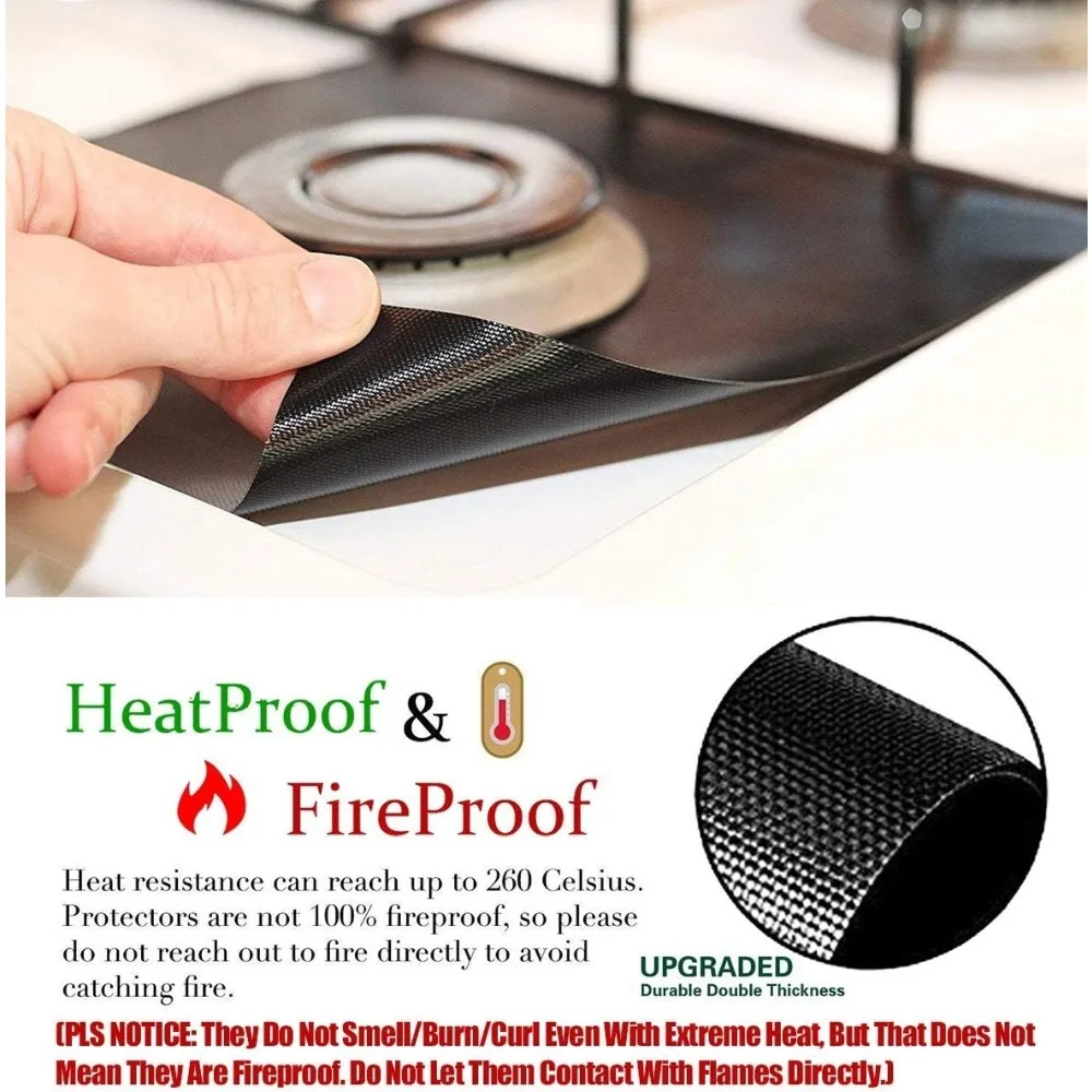 Kitchen Non stick Reusable Gas Stove Top Cover 4/6Pieces Heat Resistant Cuttable Easy To Clean