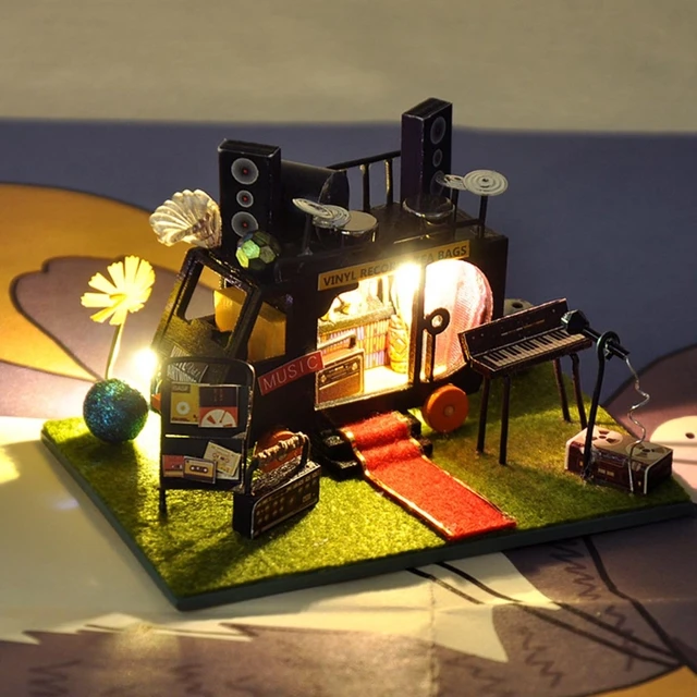 DIY Dollhouse Kit with Lights Creative Room Mini Doll House Accessories with Furniture for Kids Teens Adults 5