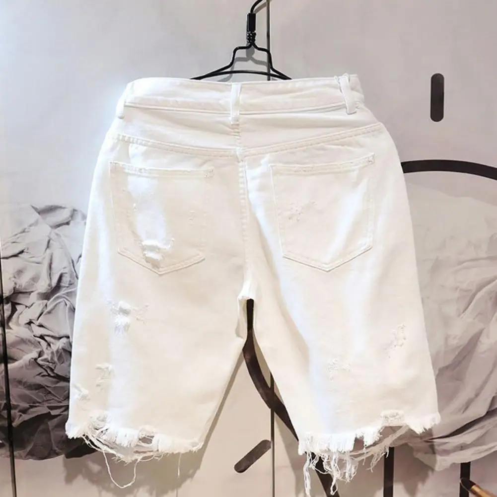 Multi Pockets Denim Match Top Button Zipper Closure Men Summer Short Jeans Men Summer Shorts Garment