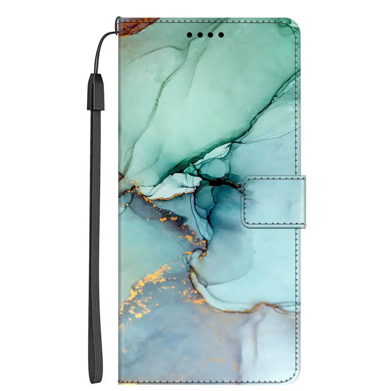 Luxury Marble Leather Flip Wallet Phone Case with Stand and Book Cover Design