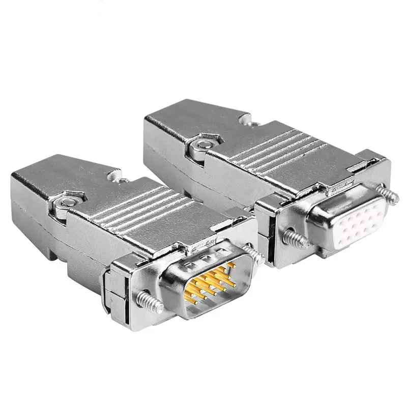 DB15 Female Male Connector Metal Shell Solder Type D-Sub Connectors VGA 15 Pin Plug Socket Adapter for DB15