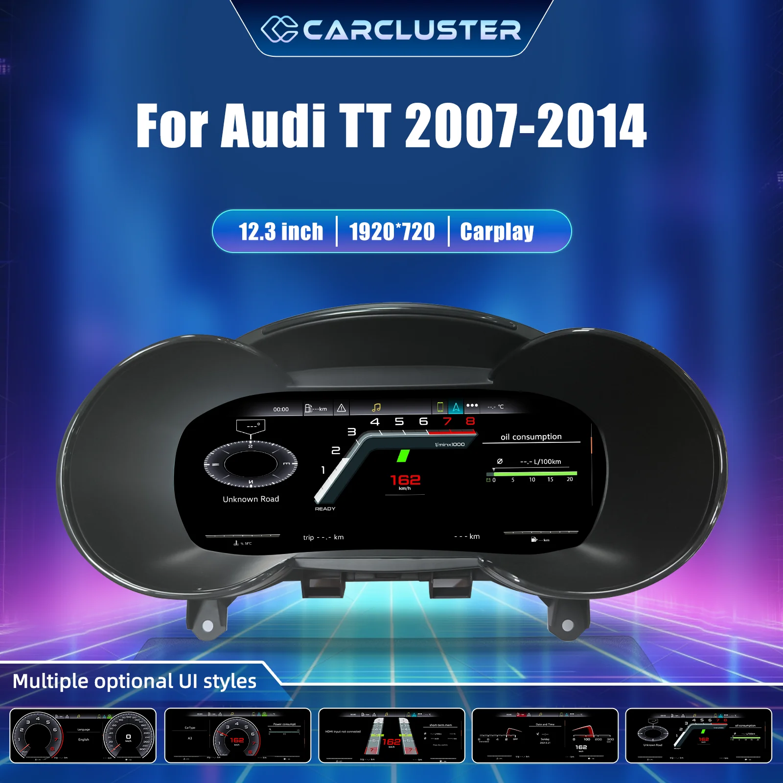 Panel de instrumentos digital para Audi TT años 2007-2014, velocímetro, panel de instrumentos, cabina virtual 1