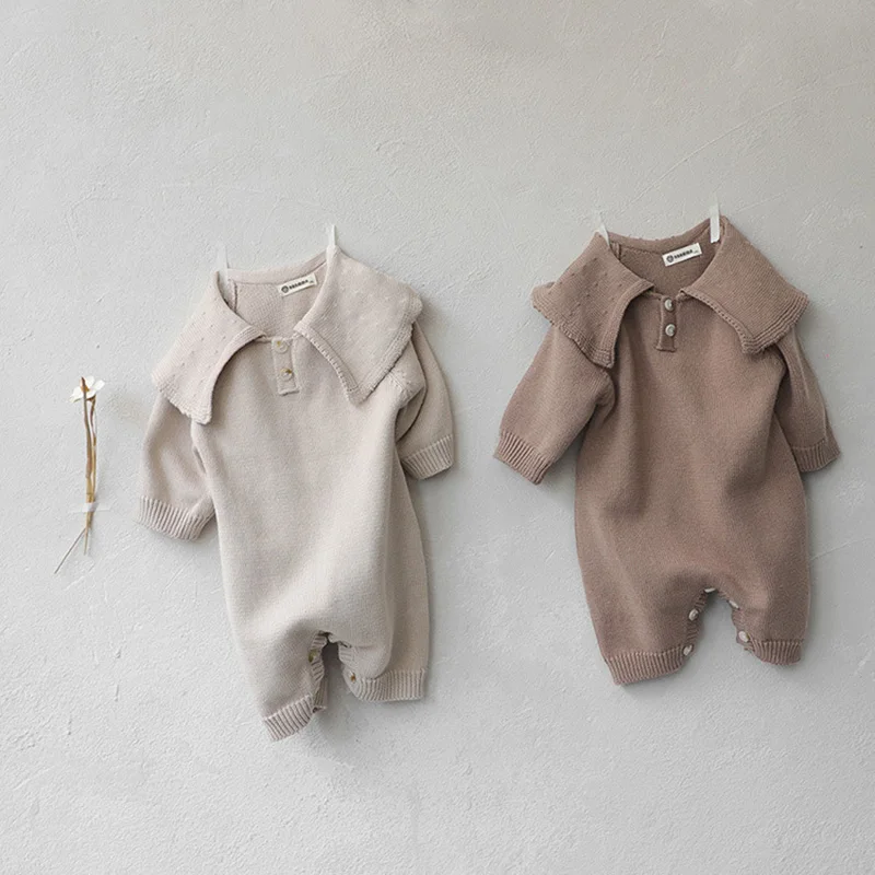 Baby Knit Rompers Jumpsuits Peter Pan Collar Newborn Clothes