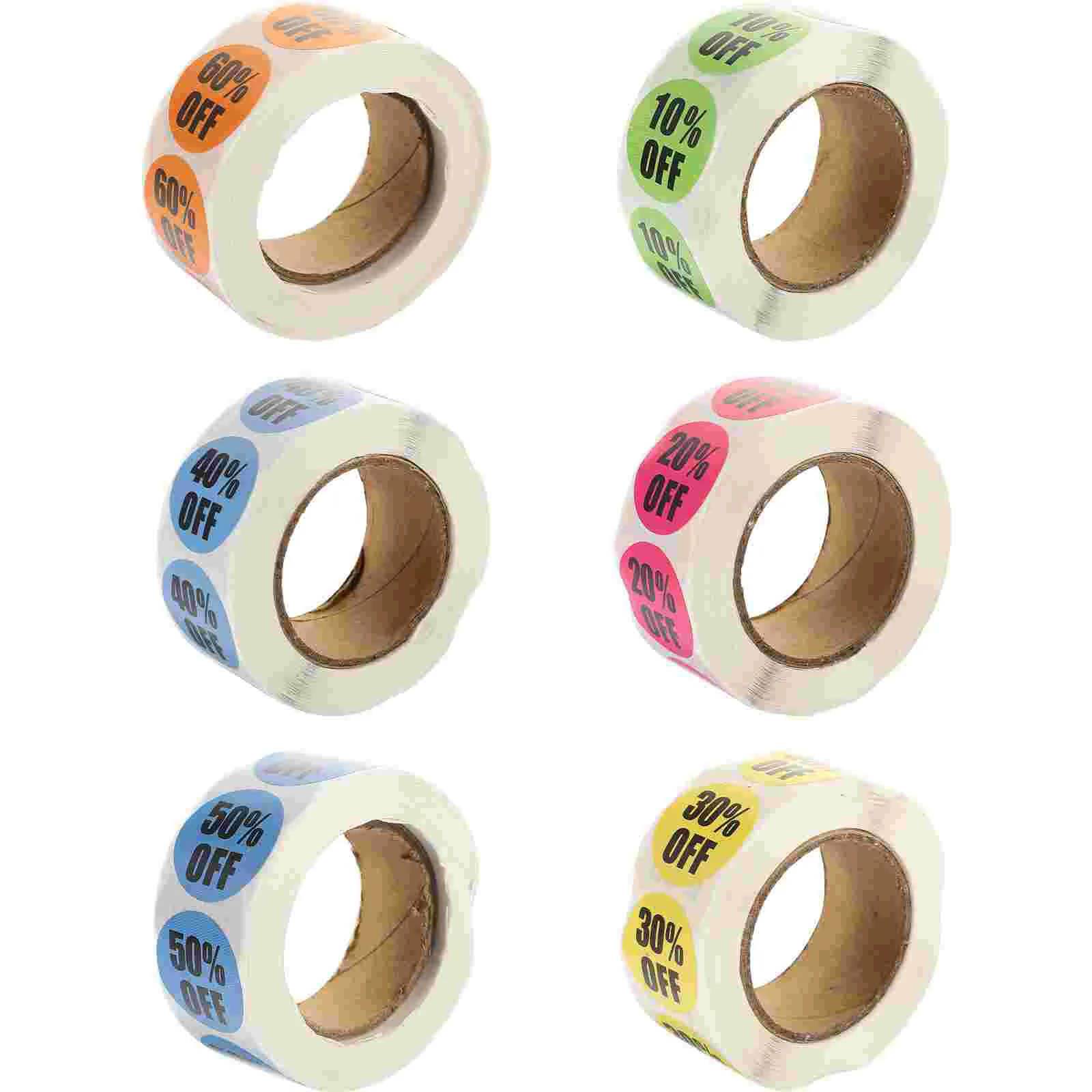 6 Rolls Percent Off Stickers Discount Stickers Labels Adhesive Retail Store Labels