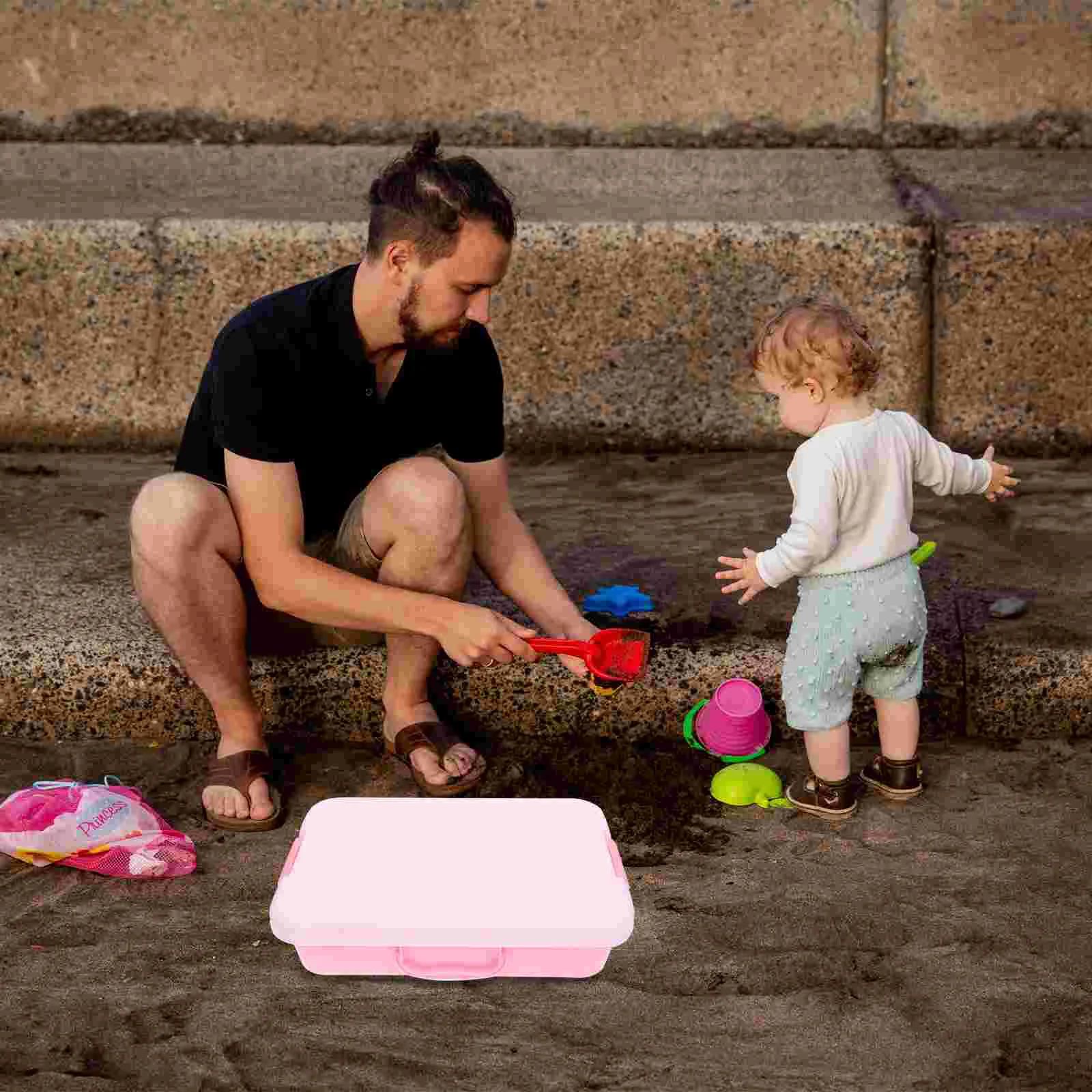 Sand Table Storage Box Sandbox with Lid Play Sandpits Kids Toys Tray for Toddler 3