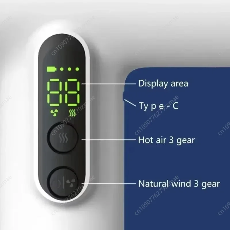 Wireless Hair Dryer USB Portable Travel Rechargeable Strong Wind Low Noise 3 Gears Hair Dryer with Lcd 30000RPM Negative Ions 4