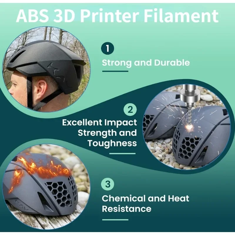 높은 내구성 ABS 3D 필라멘트, 대부분의 FDM 3D 프린터에 적합, 1kg 스풀 (2.2lbs), 강한 ABS, 1.75mm, ± 0.02mm