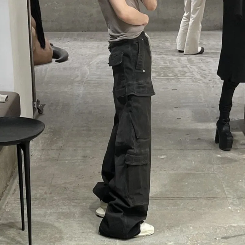 PFNW High Street Drawstring Zipper Sliced Wide Leg Cargo Pants Msn's Casual Loose Straight Trousers Loose Denim Pants 28W5963 3