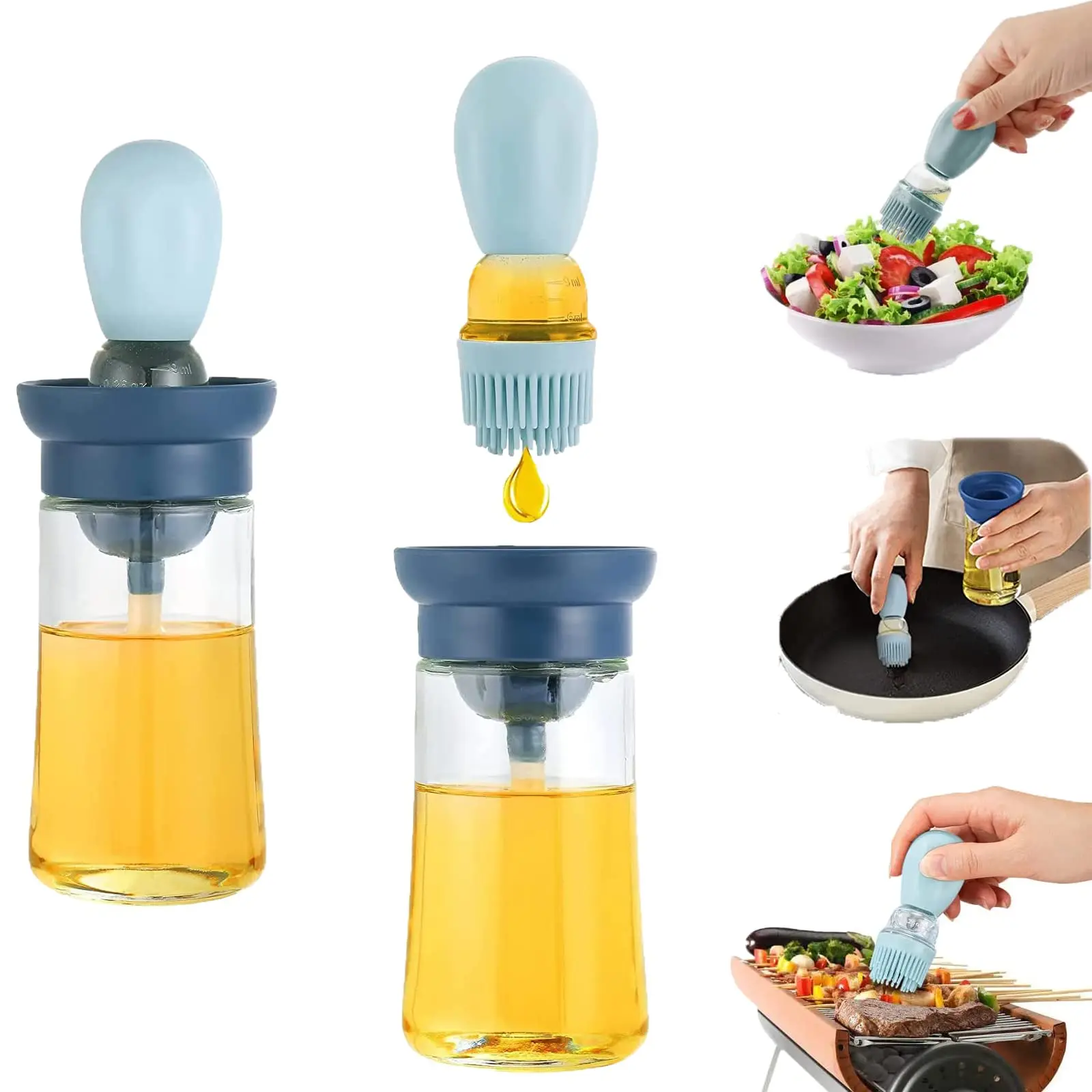 Oil Spray Bottle With Silicone Brush 2 In 1 Dropper Measuring Oil Dispenser  Bottle For Kitchen Baking BBQ Grill Pastry Brushes - AliExpress