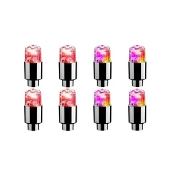 Illuminated Tire Valve Caps for Cars, Motorcycles, Bicycles, and Electric Vehicles (4 Red - 4 Colorful)