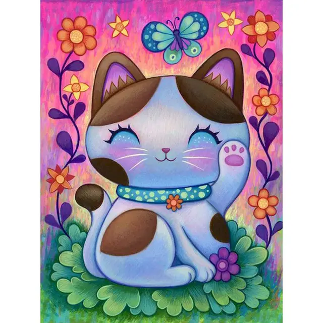Cat and butterflies nursery paint by numbers Hobby Paint