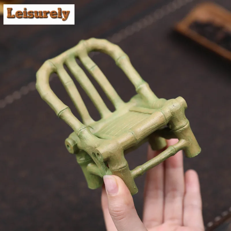 Yixing Zisha Small Bamboo Chair Tea Pet Antique Lucky Model Tea Figurine Play Toys Tea Statue Ornaments Teaset Accessories Craft