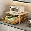Modern kitchen microwave rack storage rack - sturdy solid wood and metal structure, space-saving countertop storage rack 5