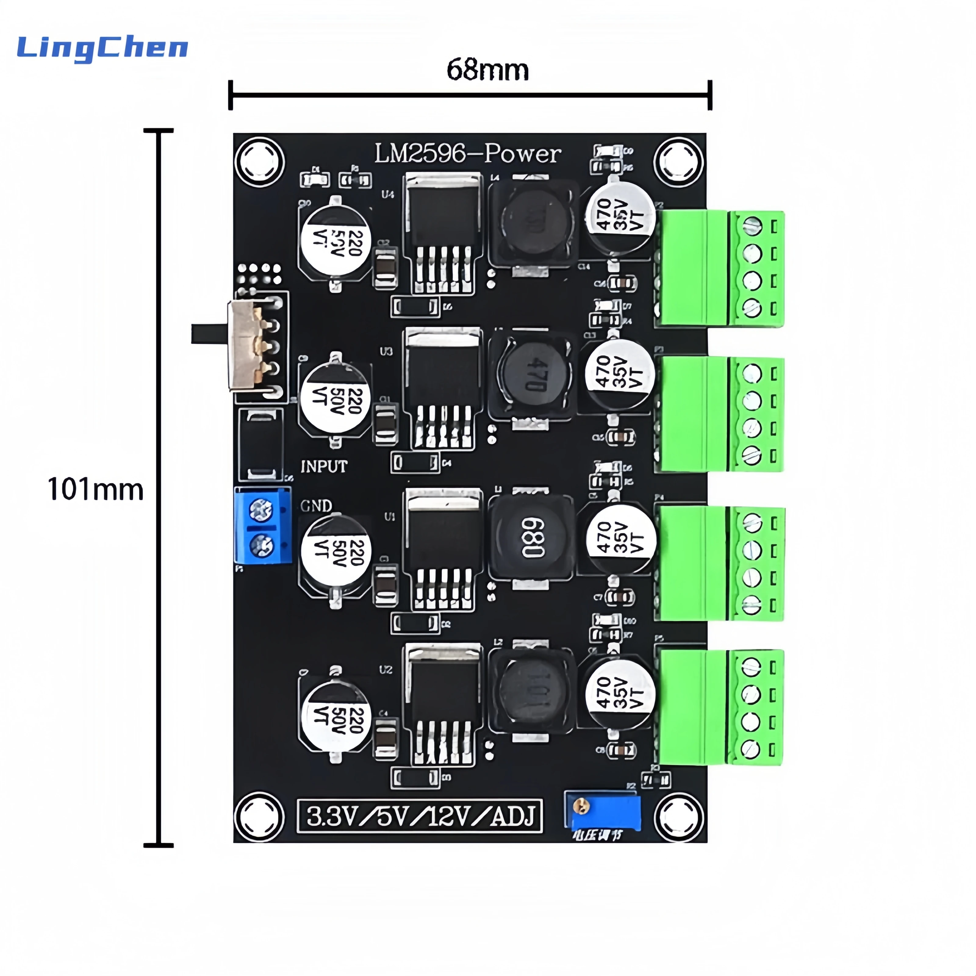 Lm2596 Modulo Di Alimentazione A Commutazione Multicanale 3.3V/5V/12V/Adj Uscita Regolabile Dc-Dc Alimentatore Buck