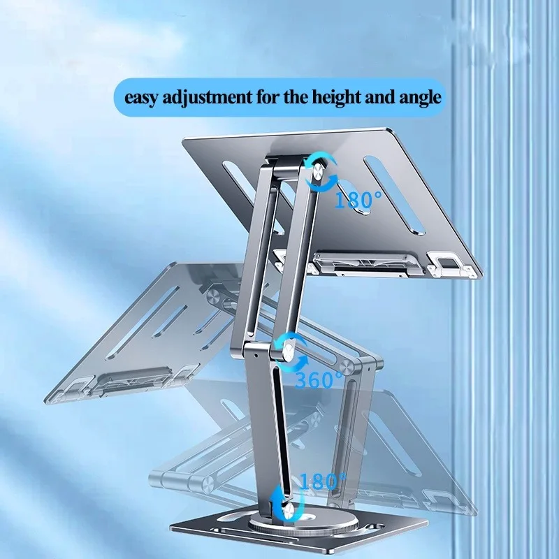 Eary Aluminium Laptop Tablet Stand With 360° Rotatable Height Angle Adjustment Metal Base Foldable Multifunctional Book Bracket