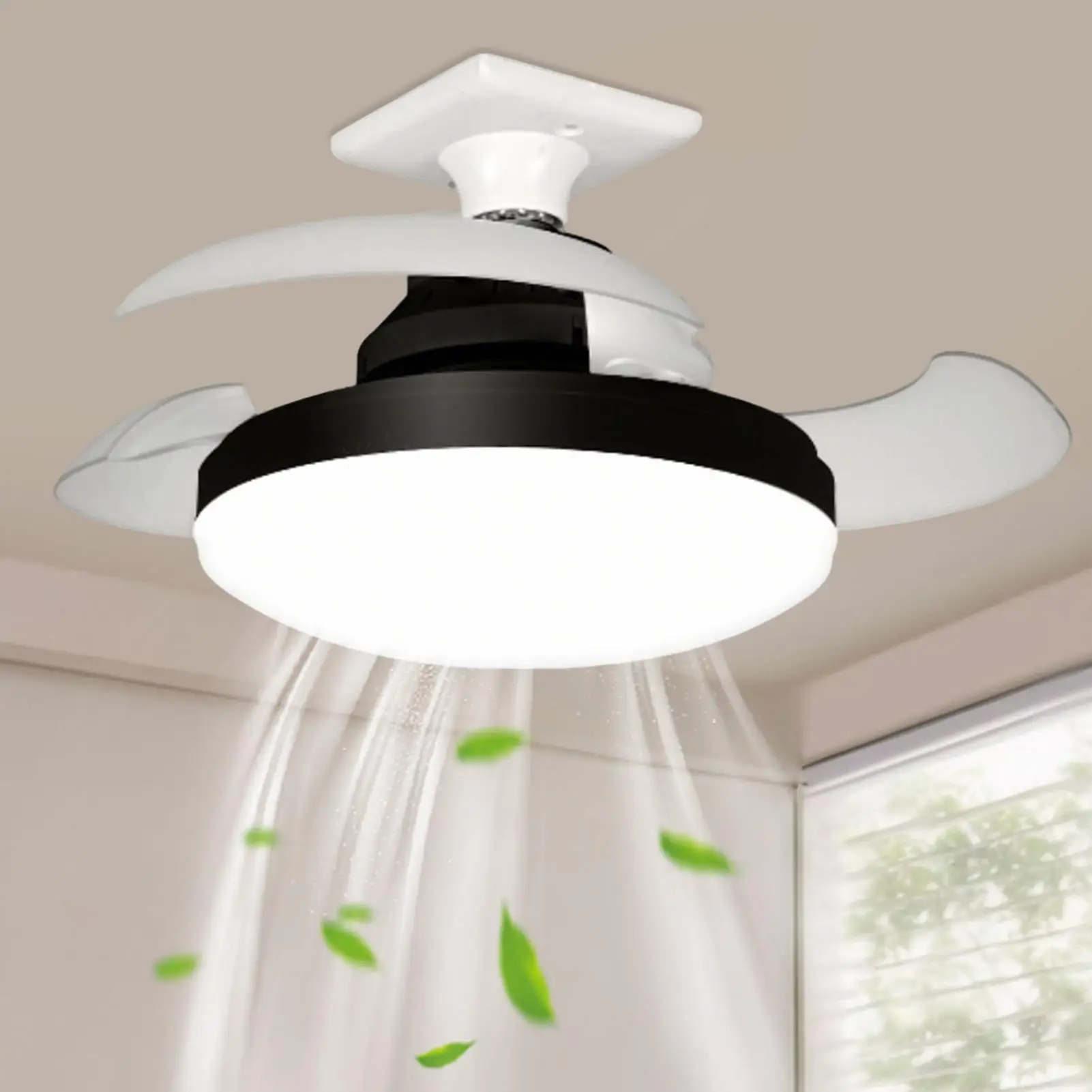 Ceiling Fan with Lights Remote Control Retractable Ceiling Fan Multi-Functional Noiseless Blower Space-Saving Device for Living