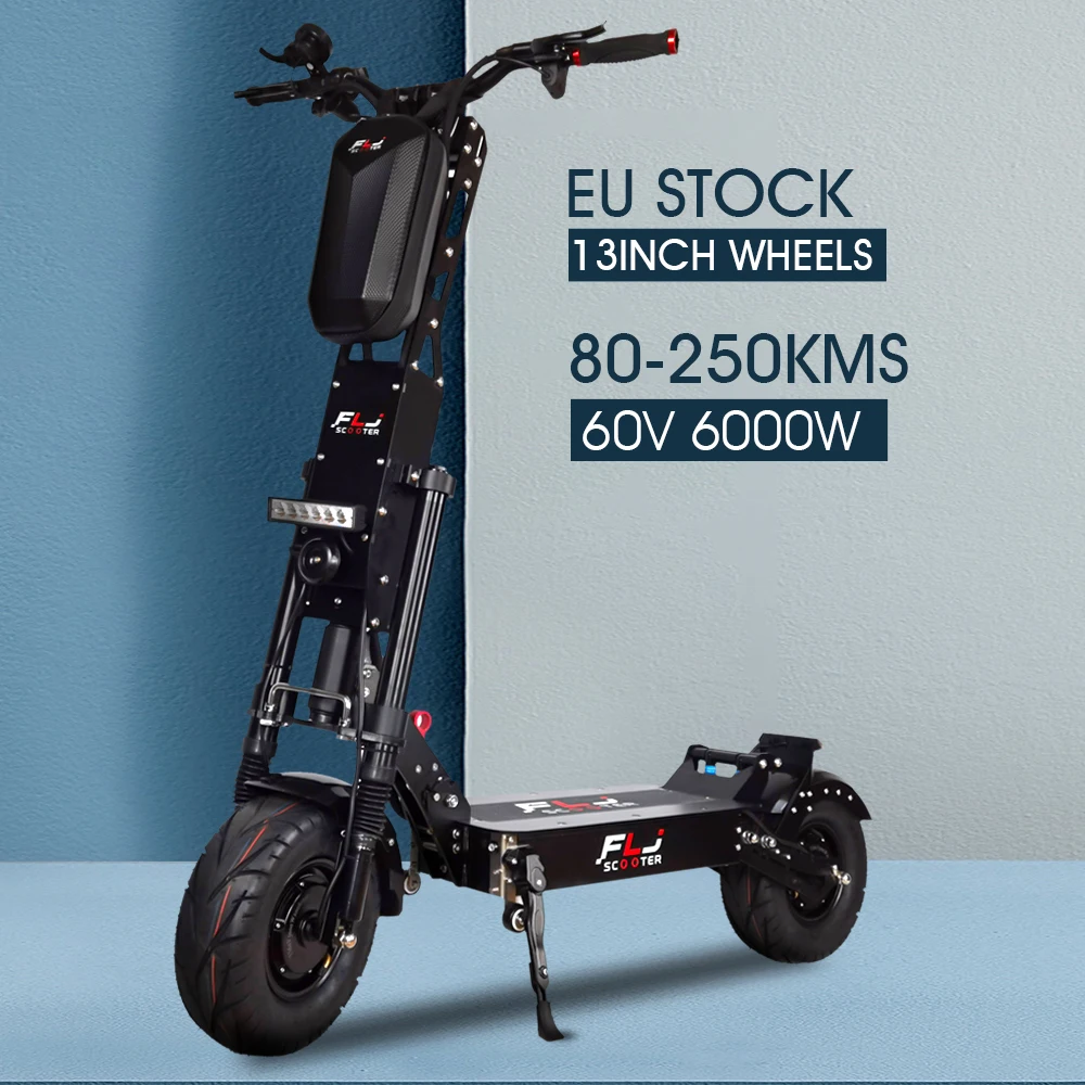 

EU Stock 13inch Electric Scooter with 6000W/60V Dual Engine Fat Tire big wheel design Double Drive E Scooter K6 Scooter Electric