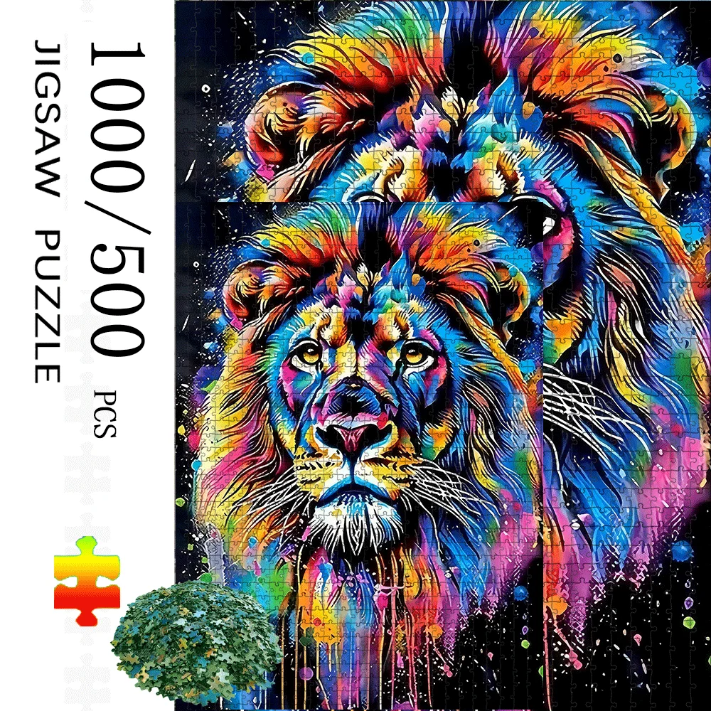 1000/500pcs Lion Puzzle for Adults & Families - Large Challenging 5D ...