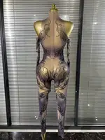 Women Sparkly Diamond Sexy Mesh Jumpsuit Nightclub Bar Evening Party Show Gogo Dancer Clothing Drag Queen Outfit Stage Costume - Image 6