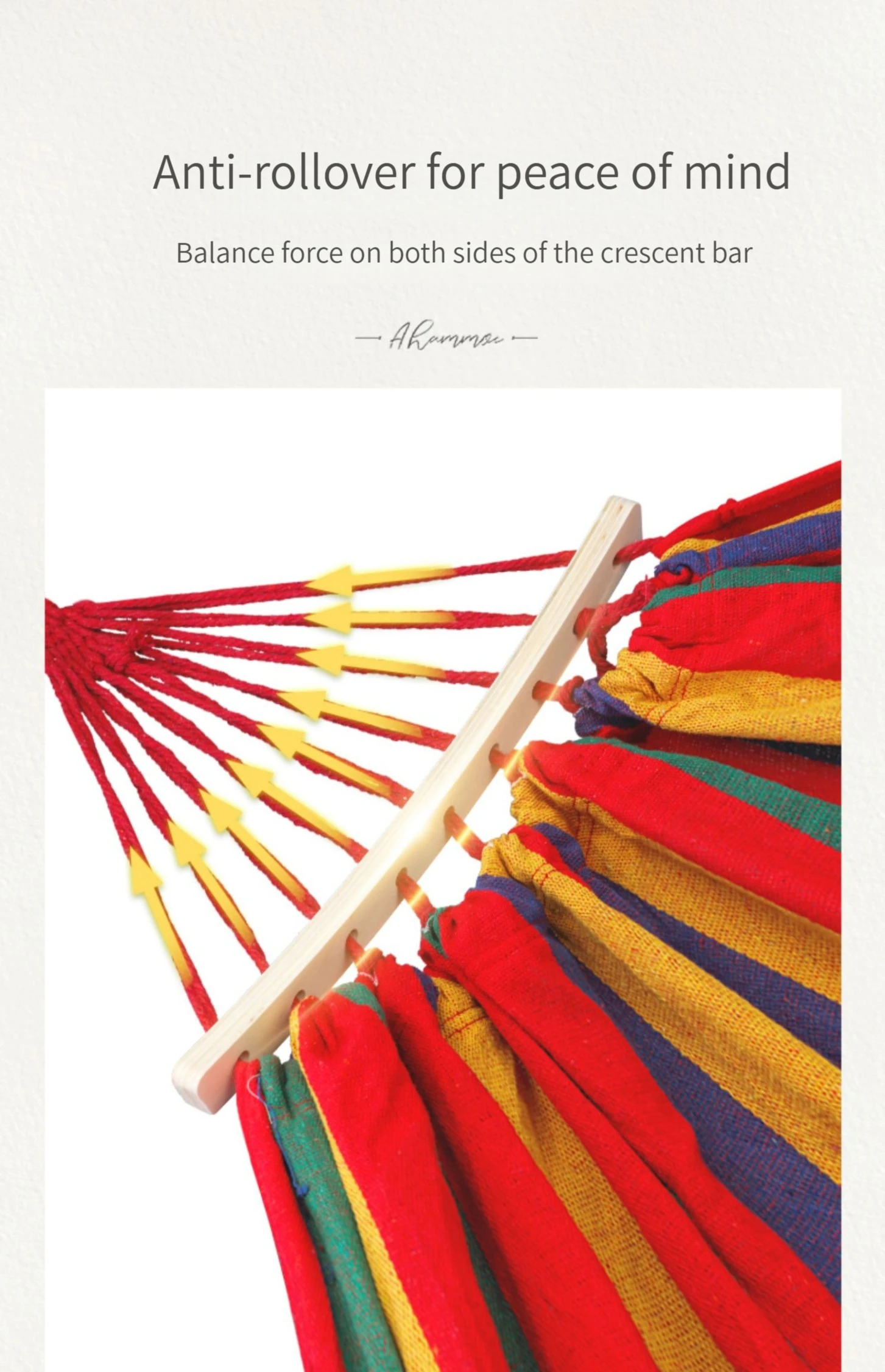 Description Picture 6 of itemNew upgrades Single Double hammock 200X100cm outdoor anti-rollover canvas hammock swing mesh wooden stick double thickening