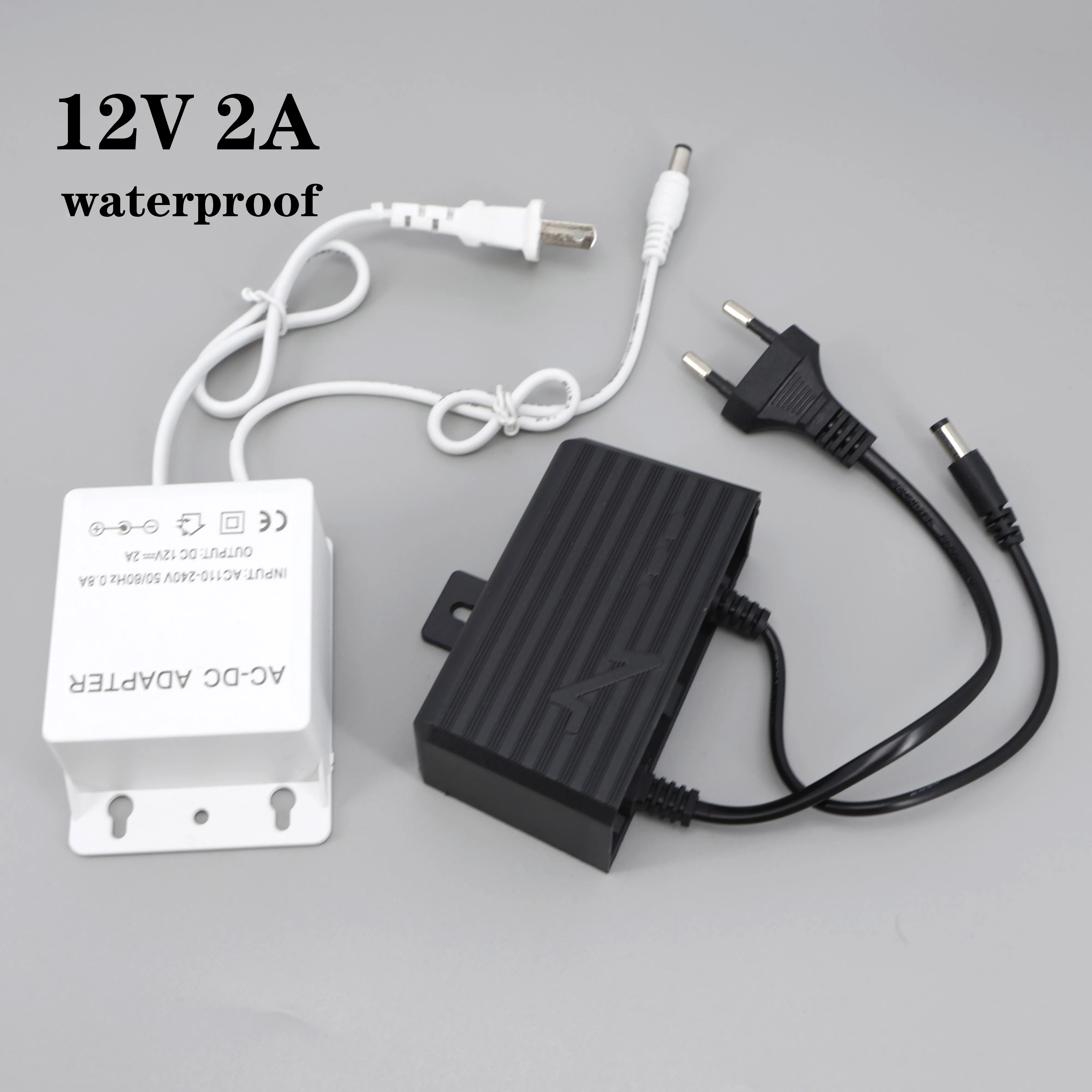 MINI DC 12V 2A แหล่งจ่ายไฟ 2000ma กันน้ํากลางแจ้ง US EU 24 W สําหรับ LED Strip กล้องวงจรปิด AHD NVR AC 240V 5.5*2.1 มม. 1