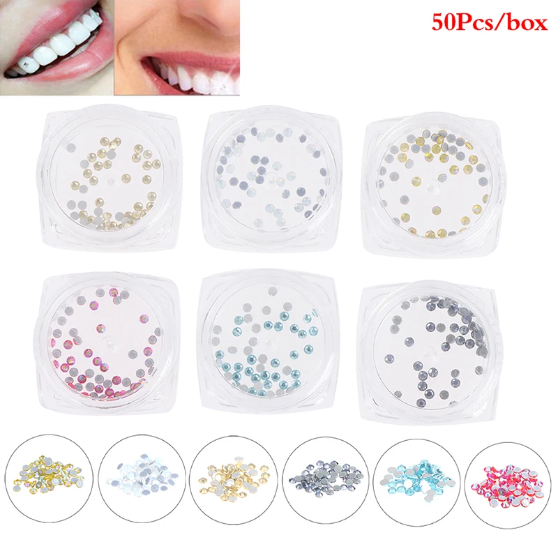 50pcs Dental Crystal Tooth Jewelry Ornaments Tooth Beauty Diamond 6 Colors Tooth Gems Teeth