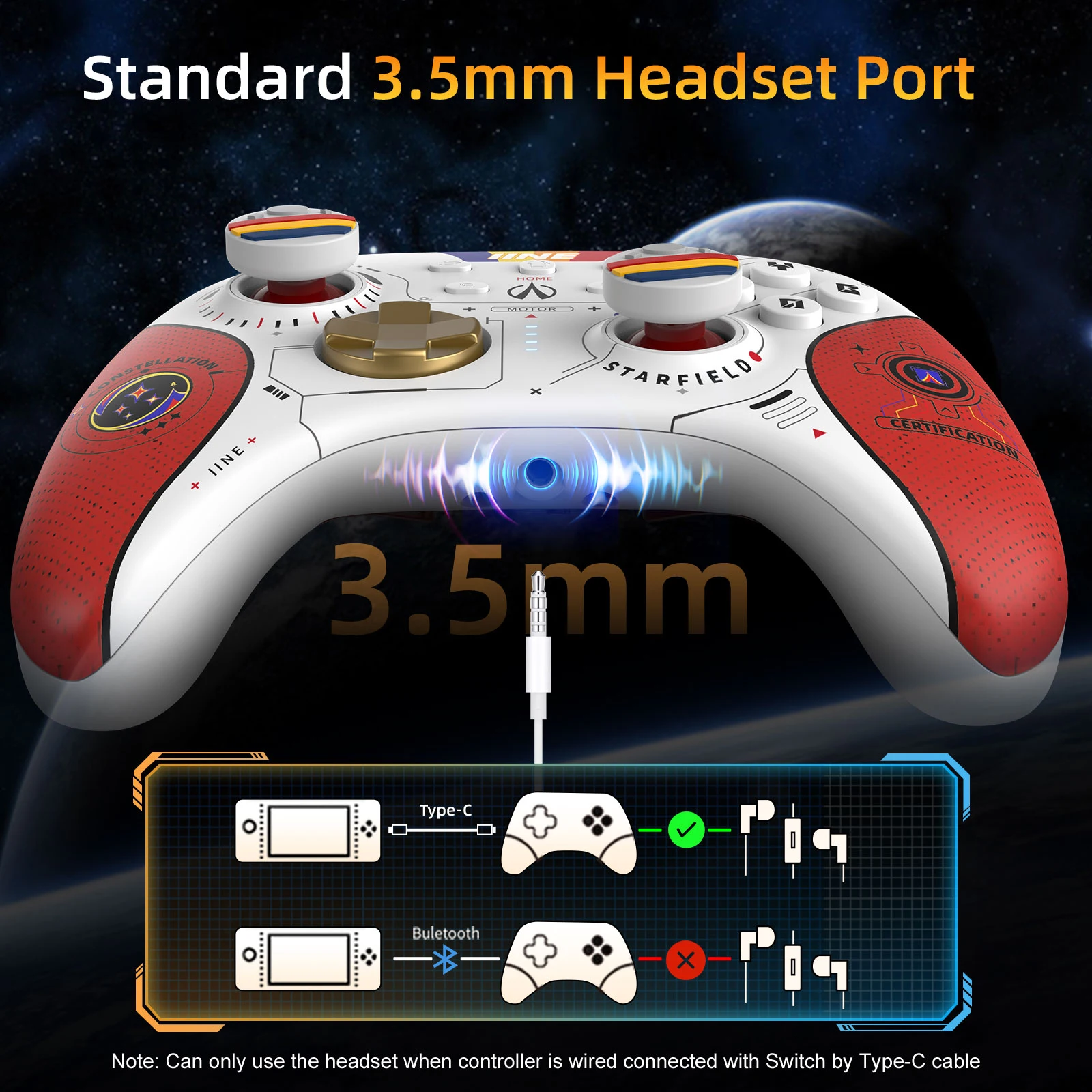 IINE Star-Field PC Controller Hall Effect Joystick & NFC Amiibo with 2.4Ghz Bluetooth Receiver for_voghion.com