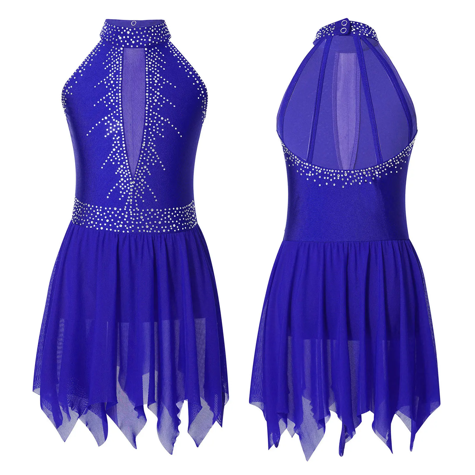 thumbnail image 1 of Niños Niñas Gimnasia Rítmica Ballet Jersey patinaje artístico vestido de baile falda tutú brillante Rhinestone traje lírico Ropa de baile, 1 of 5