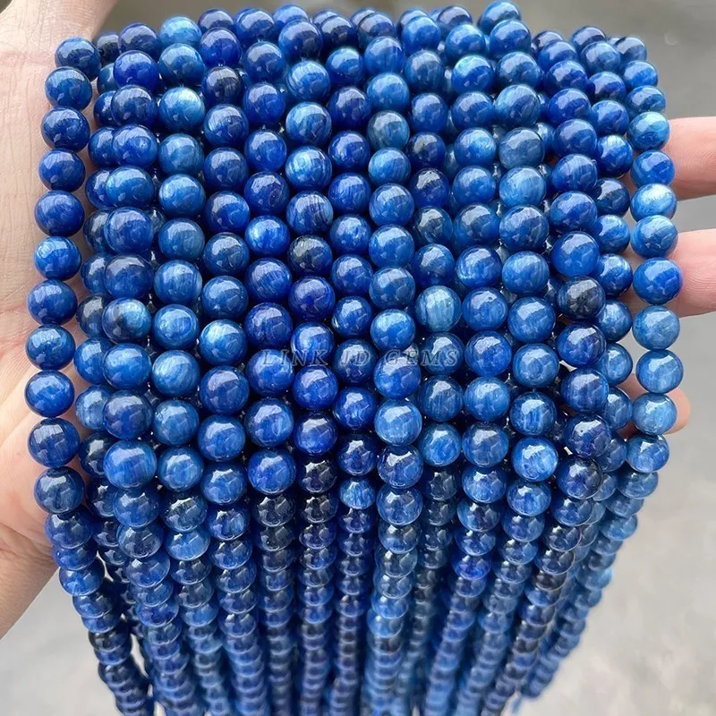 Wholesale 6 8 10mm Blue Kyanite Beads Round Loose Spacer Pick Size For Jewelry Making Diy Necklace Bracelet Accessory 15" Inch 6