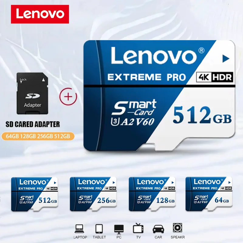레노버 마이크로 512GB 메모리 SD 카드 256GB 128GB 64GB SD 카드 TF 플래시 드라이브 클래스 10 메모리 카드 저장 장치 드롭쉬핑