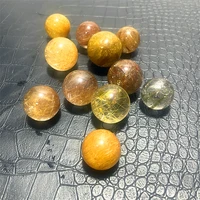 Natural Stone Golden Quartz Rutilated Sphere Polished Crystal Ball Decoration Rock Gift Reiki Healing 2