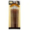 9pcs Professional Fan Paint Brush Set - Long Wood Handle High-Quality Nylon Hair for Watercolor, Acrylic, Oil & More 6