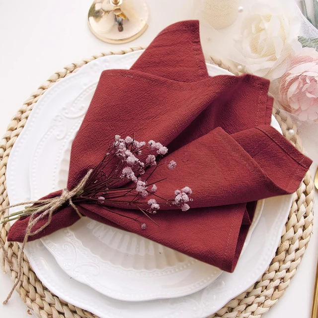 2/6/12 pièces 40X40cm vert rouge Texture pliée doux et Durable Cocktail fête serviettes papier mariage tissu serviettes 6