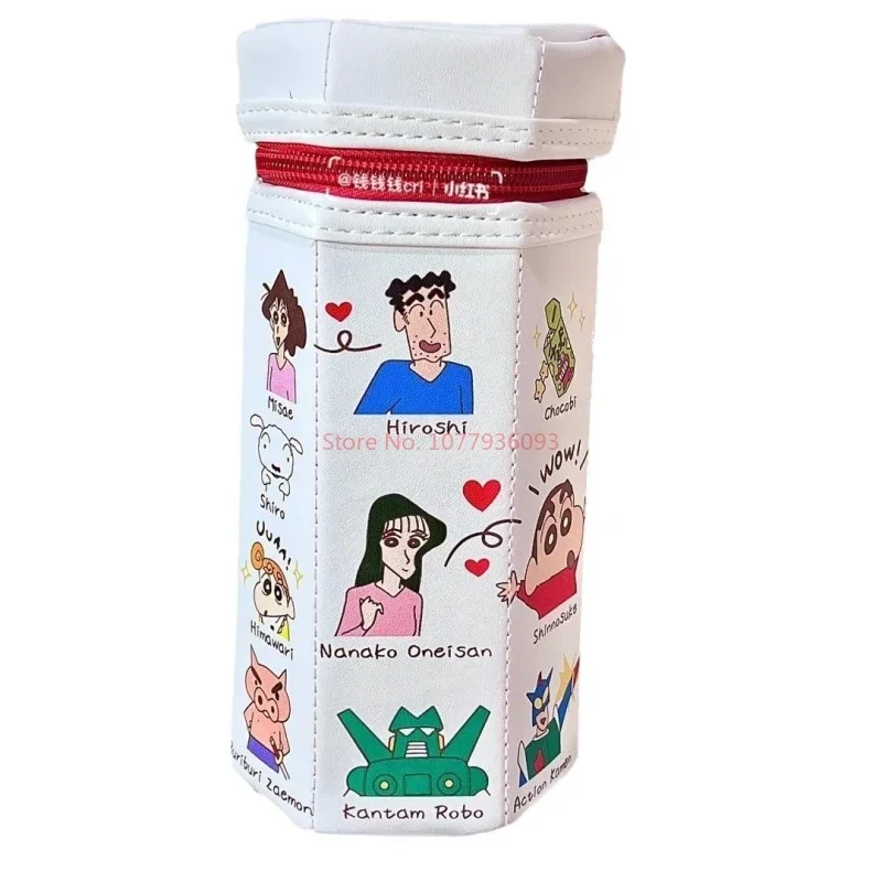 Crayon Shinchan Cartoon Hexagonal Pencil Case Crocodile Hunter Biscuit Box Stationery Bag Student Storag Stationery Wholesale